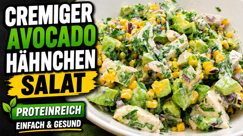 Cremiger Avocado-Hähnchen-Salat mit frischem Gemüse und Avocado