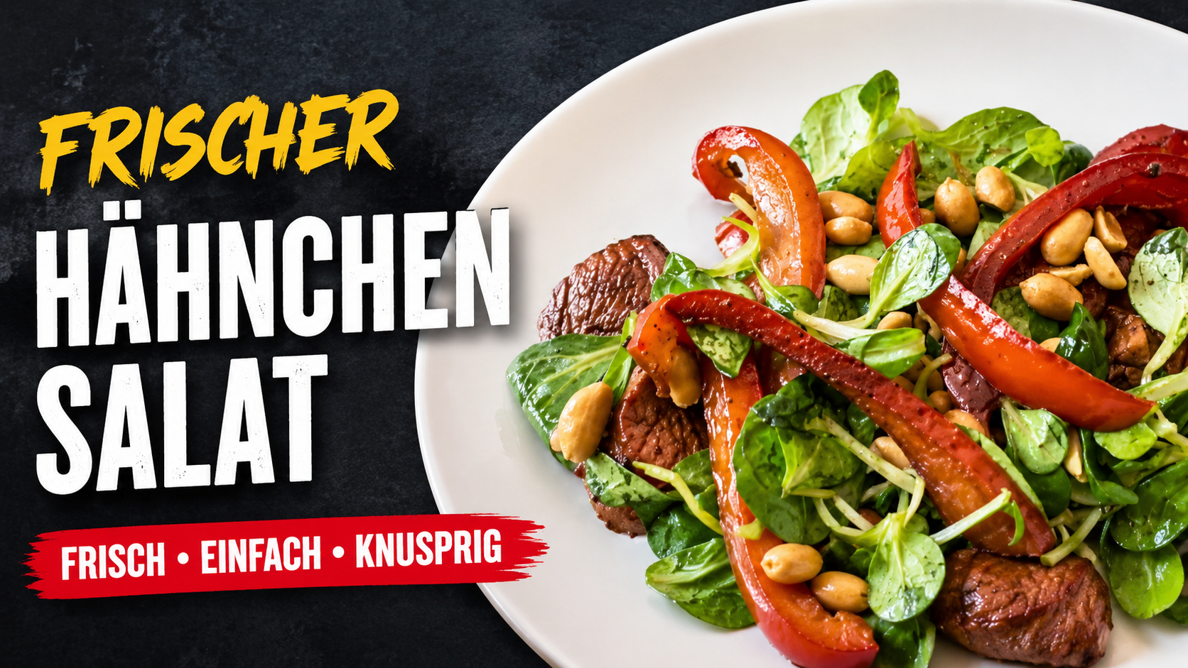 Hähnchen-Feldsalat mit Honig-Senf-Dressing und Erdnüssen